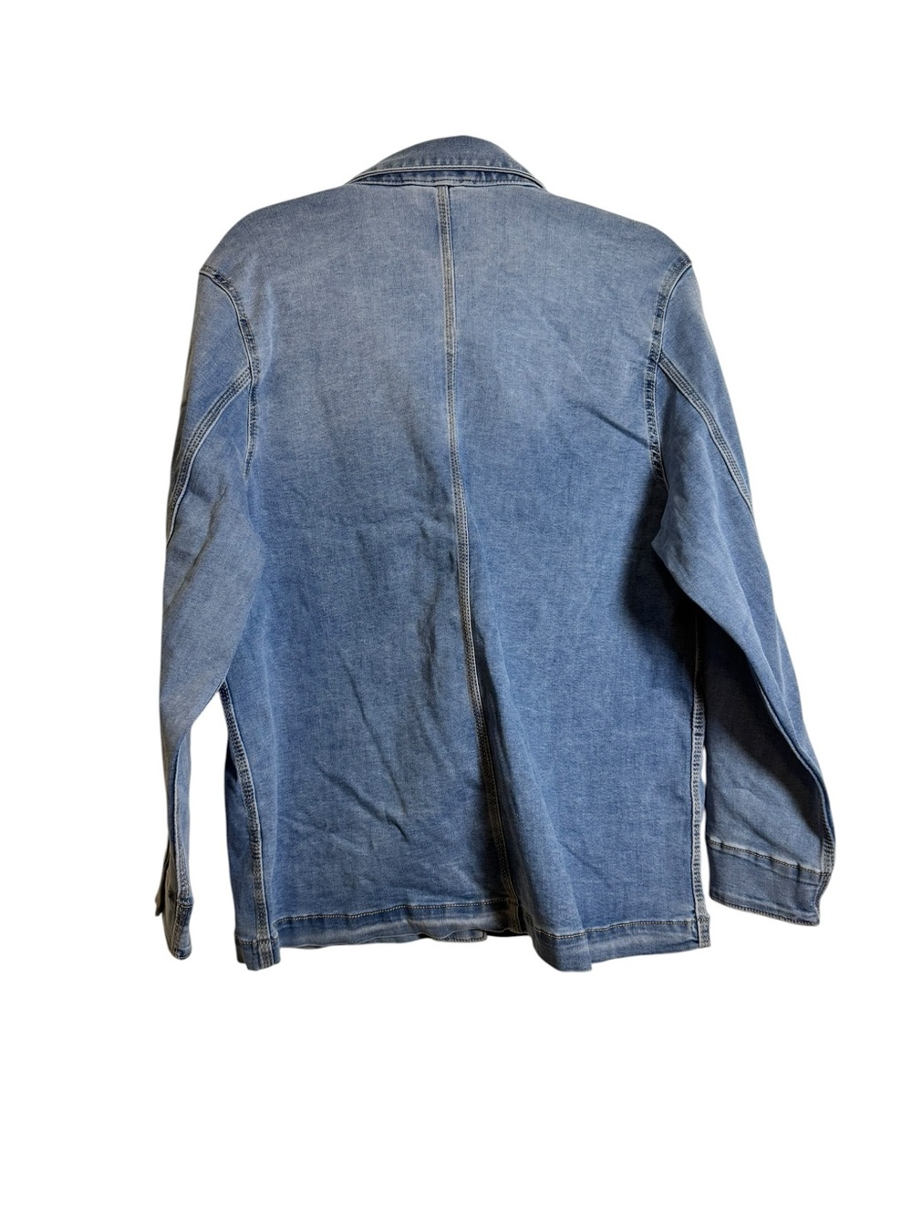 Well Worn Women's Denim Chore Jacket Heavyweight Stretch in light Blue Denim L - Picture 2 of 3